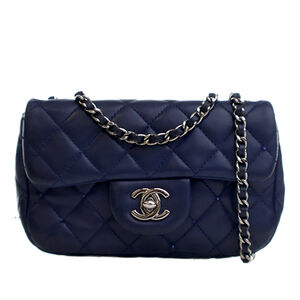 Pre-Loved Chanel Mini Rectangular Classic Lambskin Crystal Single Flap
